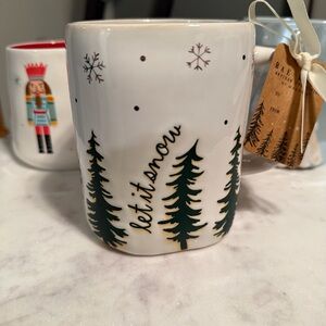 Rae Dunn Let It Snow Mug - White and Green 2 left
